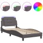 Estructura cama con luces LED cuero sintético gris 100x200 cm de vidaXL, Camas y somieres - Ref: Foro24-3214092, Precio: 128,...