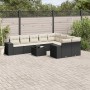 Set de sofás de jardín 10 pzas cojines ratán sintético negro en Conjuntos de jardín | Comprar online en Foru.es