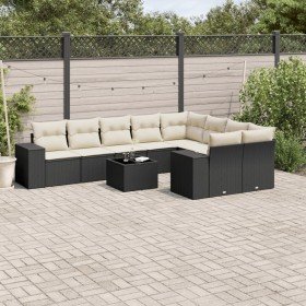 Set de sofás de jardín 10 pzas cojines ratán sintético negro en Conjuntos de jardín | Comprar online en Foru.es