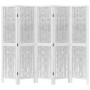 Biombo separador de 5 paneles madera maciza Paulownia blanco de vidaXL, Divisores de ambientes - Ref: Foro24-358677, Precio: ...