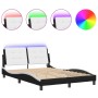 Estructura cama con LED cuero sintético negro blanco 120x200 cm de vidaXL, Camas y somieres - Ref: Foro24-3214101, Precio: 21...