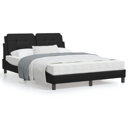 Estructura cama con luces LED cuero sintético negro 140x190 cm de vidaXL, Camas y somieres - Ref: Foro24-3214103, Precio: 184...