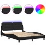 Estructura cama con luces LED cuero sintético negro 140x190 cm de vidaXL, Camas y somieres - Ref: Foro24-3214103, Precio: 184...
