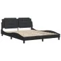 Bed frame with LED lights black PE leather 160x200 cm by vidaXL, Beds and slatted bases - Ref: Foro24-3214117, Price: 228,38 ...