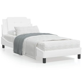 Estructura de cama con cabecero cuero sintético blanco 90x200cm de vidaXL, Camas y somieres - Ref: Foro24-3208157, Precio: 14...