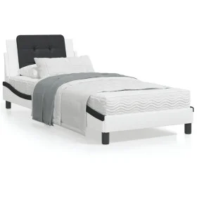 Estructura de cama con cabecero cuero sintético blanco y negro de vidaXL, Camas y somieres - Ref: Foro24-3208169, Precio: 141...