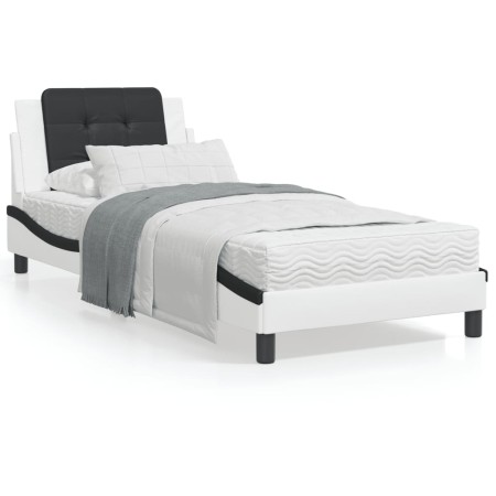Estructura de cama con cabecero cuero sintético blanco y negro de vidaXL, Camas y somieres - Ref: Foro24-3208169, Precio: 143...