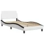 Bed frame with black and white synthetic leather headboard by vidaXL, Beds and slatted bases - Ref: Foro24-3208169, Price: 14...