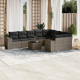 Set de sofás de jardín 10 pzas con cojines ratán sintético gris en Conjuntos de jardín | Comprar online en Foru.es