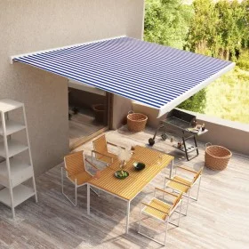 Blue and white motorized reel awning 450x300 cm by vidaXL, Awnings - Ref: Foro24-3052662, Price: 769,57 €, Discount: %