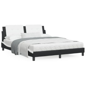 Cama con colchón cuero sintético negro y blanco 160x200 cm de vidaXL, Camas y somieres - Ref: Foro24-3208878, Precio: 402,86 ...