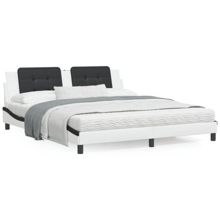Cama con colchón cuero sintético blanco y negro 180x200 cm de vidaXL, Camas y somieres - Ref: Foro24-3208886, Precio: 427,34 ...