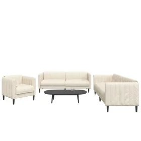 Juego de sofás 3 piezas tela color crema de vidaXL, Sofás - Ref: Foro24-3209236, Precio: 852,78 €, Descuento: %
