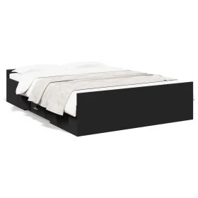 Schwarzes Holzwerkstoffbett mit Schubladen 135x190 cm von vidaXL, Betten und Lattenroste - Ref: Foro24-3280315, Preis: 145,50...