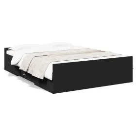 Cama con cajones madera de ingeniería negro 120x190 cm de vidaXL, Camas y somieres - Ref: Foro24-3280322, Precio: 141,09 €, D...