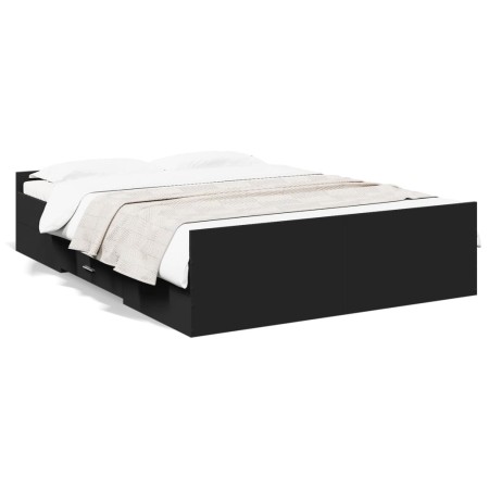 Cama con cajones madera de ingeniería negro 120x190 cm de vidaXL, Camas y somieres - Ref: Foro24-3280322, Precio: 142,85 €, D...