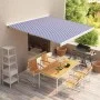 Toldo de carrete motorizado azul y blanco 350x250 cm de vidaXL, Toldos - Ref: Foro24-3052656, Precio: 890,28 €, Descuento: %