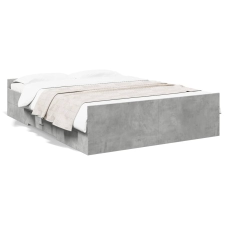 Cama con cajones madera ingeniería gris hormigón 120x200 cm de vidaXL, Camas y somieres - Ref: Foro24-3280303, Precio: 153,44...