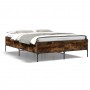 Estructura cama madera ingeniería metal roble ahumado 140x190cm de vidaXL, Camas y somieres - Ref: Foro24-3279809, Precio: 14...