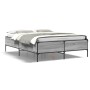 Estructura cama madera ingeniería metal gris Sonoma 140x200 cm de vidaXL, Camas y somieres - Ref: Foro24-3279800, Precio: 149...