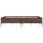 Estructura cama madera ingeniería metal marrón roble 135x190 cm de vidaXL, Camas y somieres - Ref: Foro24-3279816, Precio: 14...