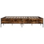 Estructura cama madera ingeniería metal roble ahumado 140x200cm de vidaXL, Camas y somieres - Ref: Foro24-3279799, Precio: 14...