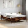 Estructura cama madera ingeniería metal roble ahumado 135x190cm de vidaXL, Camas y somieres - Ref: Foro24-3279814, Precio: 14...