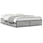 Estructura cama madera ingeniería metal gris Sonoma 150x200 cm de vidaXL, Camas y somieres - Ref: Foro24-3279840, Precio: 131...