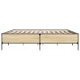 Estructura cama madera ingeniería metal roble Sonoma 200x200 cm de vidaXL, Camas y somieres - Ref: Foro24-3279778, Precio: 15...