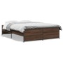 Estructura cama madera ingeniería metal marrón roble 120x190 cm de vidaXL, Camas y somieres - Ref: Foro24-3279911, Precio: 13...