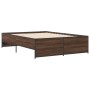 Estructura cama madera ingeniería metal marrón roble 120x190 cm de vidaXL, Camas y somieres - Ref: Foro24-3279911, Precio: 13...