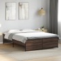 Estructura cama madera ingeniería metal marrón roble 120x190 cm de vidaXL, Camas y somieres - Ref: Foro24-3279911, Precio: 13...