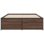 Estructura cama madera ingeniería metal marrón roble 120x190 cm de vidaXL, Camas y somieres - Ref: Foro24-3279911, Precio: 13...