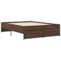 Estructura cama madera ingeniería metal marrón roble 120x190 cm de vidaXL, Camas y somieres - Ref: Foro24-3279911, Precio: 13...