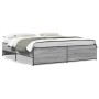 Estructura cama madera ingeniería metal gris Sonoma 180x200 cm de vidaXL, Camas y somieres - Ref: Foro24-3279875, Precio: 156...