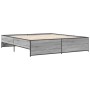 Estructura cama madera ingeniería metal gris Sonoma 180x200 cm de vidaXL, Camas y somieres - Ref: Foro24-3279875, Precio: 156...