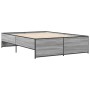 Estructura cama madera ingeniería metal gris Sonoma 135x190 cm de vidaXL, Camas y somieres - Ref: Foro24-3279905, Precio: 138...