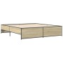 Estructura cama madera ingeniería metal roble Sonoma 200x200 cm de vidaXL, Camas y somieres - Ref: Foro24-3279868, Precio: 15...