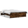 Estructura cama madera ingeniería metal roble ahumado 140x200cm de vidaXL, Camas y somieres - Ref: Foro24-3279889, Precio: 13...