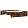 Estructura cama madera ingeniería metal roble ahumado 140x200cm de vidaXL, Camas y somieres - Ref: Foro24-3279889, Precio: 13...