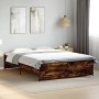 Estructura cama madera ingeniería metal roble ahumado 140x200cm de vidaXL, Camas y somieres - Ref: Foro24-3279889, Precio: 13...