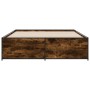 Estructura cama madera ingeniería metal roble ahumado 140x200cm de vidaXL, Camas y somieres - Ref: Foro24-3279889, Precio: 13...