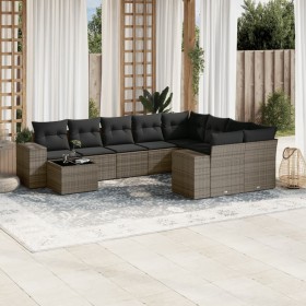 Set de sofás de jardín 10 pzas con cojines ratán sintético gris en Conjuntos de jardín | Comprar online en Foru.es