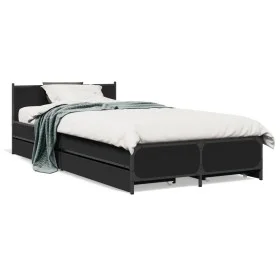 Cama con cajones madera de ingeniería negra 75x190 cm de vidaXL, Camas y somieres - Ref: Foro24-3279972, Precio: 148,24 €, De...