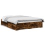 Cama con cajones madera de ingeniería roble ahumado 140x200 cm de vidaXL, Camas y somieres - Ref: Foro24-3280388, Precio: 195...