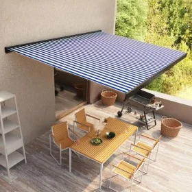 Blau-weiße motorisierte Rollenmarkise 350x250 cm von vidaXL, Markisen - Ref: Foro24-3052686, Preis: 642,11 €, Rabatt: %
