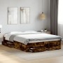 Cama con cajones madera de ingeniería roble ahumado 140x200 cm de vidaXL, Camas y somieres - Ref: Foro24-3280388, Precio: 195...