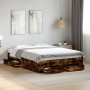Cama con cajones madera de ingeniería roble ahumado 120x200 cm de vidaXL, Camas y somieres - Ref: Foro24-3280395, Precio: 158...
