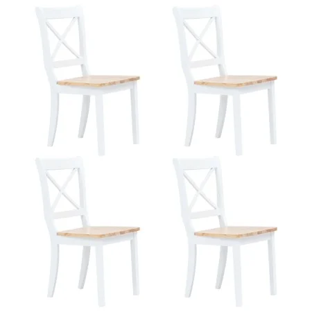 Sillas comedor 4 uds madera maciza caucho blanco y madera claro de vidaXL, Sillas de comedor - Ref: Foro24-247359, Precio: 28...
