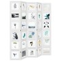 Biombo separador de 5 paneles madera maciza Paulownia blanco de vidaXL, Divisores de ambientes - Ref: Foro24-358696, Precio: ...